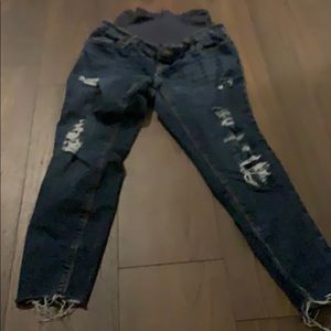 Destressed maternity jeans